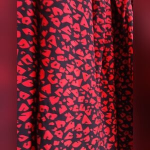 Red and Black Patterned Open Blazer And Pants Set